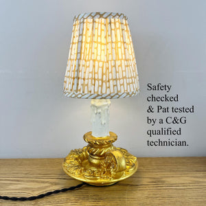 Pair Of Gold Colour Vintage French Chateau Style Chamberstick Lamps.