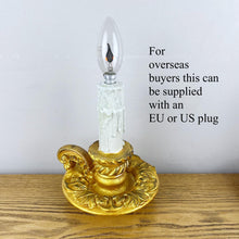 Load image into Gallery viewer, Pair Of Gold Colour Vintage French Chateau Style Chamberstick Lamps.
