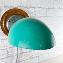 Load image into Gallery viewer, Industrial 1940’s Turqoise Wall Mounted Work Light.
