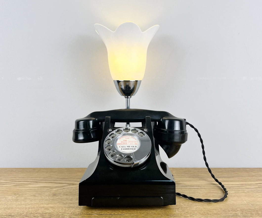 Vintage Black Bakelite Telephone Desk Lamp