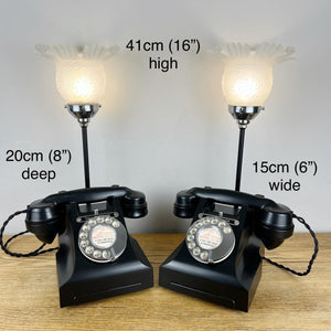 Pair Vintage Bakelite Telephone Lamps, 1930s Style Desk Lights