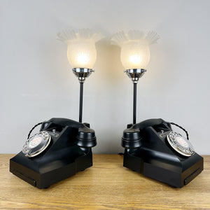 Pair Vintage Bakelite Telephone Lamps, 1930s Style Desk Lights
