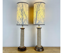 Load image into Gallery viewer, Pair Of Vintage Rustic Mill Bobbin Lamps
