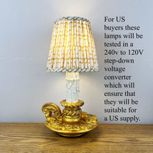 Load image into Gallery viewer, Pair Of Gold Colour Vintage French Chateau Style Chamberstick Lamps.
