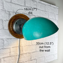 Load image into Gallery viewer, Industrial 1940’s Turqoise Wall Mounted Work Light.
