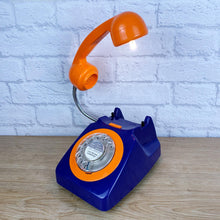 Load image into Gallery viewer, Dark Blue &amp; Orange Desk Lamp, Retro Telephone Lamp.
