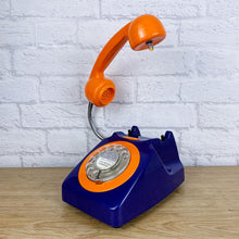 Load image into Gallery viewer, Dark Blue &amp; Orange Desk Lamp, Retro Telephone Lamp.
