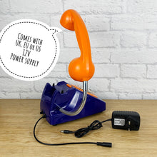 Load image into Gallery viewer, Dark Blue &amp; Orange Desk Lamp, Retro Telephone Lamp.

