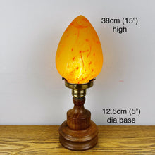 Load image into Gallery viewer, Art Nouveau Wooden Lamp With Orange Glass Teardrop Shade.

