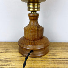 Load image into Gallery viewer, Art Nouveau Wooden Lamp With Orange Glass Teardrop Shade.
