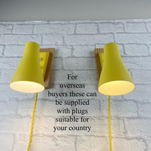 Load image into Gallery viewer, Mid Century Yellow Pair of Wall Lights.
