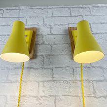 Load image into Gallery viewer, Mid Century Yellow Pair of Wall Lights.
