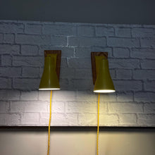 Load image into Gallery viewer, Mid Century Yellow Pair of Wall Lights.
