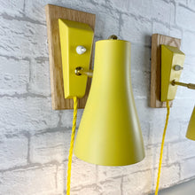 Load image into Gallery viewer, Mid Century Yellow Pair of Wall Lights.

