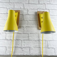 Load image into Gallery viewer, Mid Century Yellow Pair of Wall Lights.
