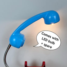Load image into Gallery viewer, Red &amp; Blue Telephone Lamp, Quirky Desk Lamp.
