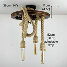 Load image into Gallery viewer, Vintage Nautical Ceiling Light, Ships Wheel &amp; Rope.
