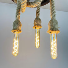 Load image into Gallery viewer, Vintage Nautical Ceiling Light, Ships Wheel &amp; Rope.
