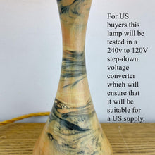 Load image into Gallery viewer, Art Deco Wood &amp; Resin Lamp With Glass Shade.
