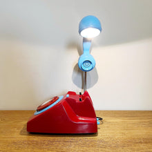 Load image into Gallery viewer, Red &amp; Blue Telephone Lamp, Quirky Desk Lamp.

