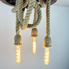 Load image into Gallery viewer, Vintage Nautical Ceiling Light, Ships Wheel &amp; Rope.
