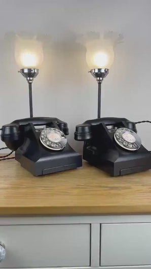 Pair Vintage Bakelite Telephone Lamps, 1930s Style Desk Lights