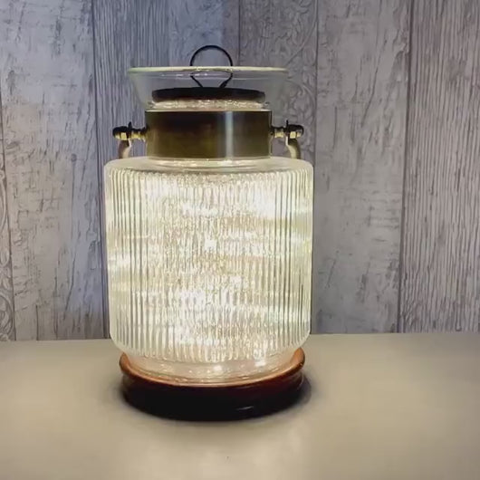 Glass Lamp, Glass Table Lamp, Glass Candle Jar Lamp, LED Glass Jar, Contemporary Lighting, Modern Decor, Statement Light, Sparkly Lamp
