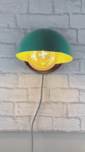 Load and play video in Gallery viewer, Industrial 1940’s Turqoise Wall Mounted Work Light.
