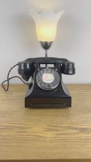Vintage Black Bakelite Telephone Desk Lamp