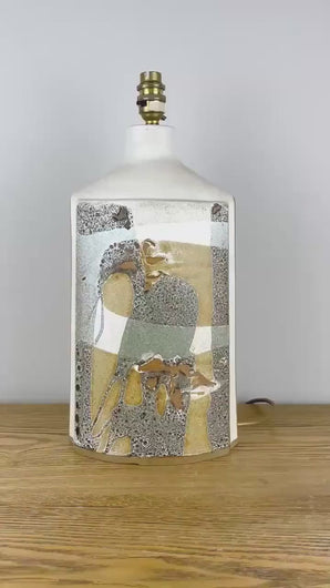 Large Vintage Tremaen Pottery Lamp, Peter Ellery Resist Design.