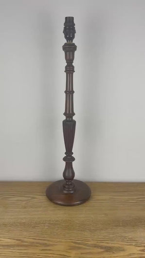 Tall Antique Carved Wooden Lamp.