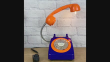 Load and play video in Gallery viewer, Orange Blue Lamp, Orange Desk Lamp, Blue Lamp, Orange Retro, Quirky Fun Gift, Gifts For Couple, Retro Lamp, Telephone Lamp, Funky Lighting
