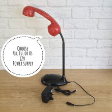 Load image into Gallery viewer, Desk Lighting, Desk Lamp, Office Lighting, Desk Decor, Retro Lighting, Home Office Lamp, Quirky Decor Gift, Geek Gift, Black Red Lamp
