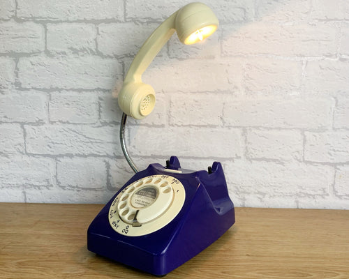 Quirky Gift For Mum & Dad, Quirky Gift For Couple, Quirky Lamp, Blue Desk Lamp, Funky Home Decor, Retro Office Lamp, Navy Telephone Lamp