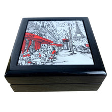 Load image into Gallery viewer, French Jewellery Box, Black Jewellery Box, Paris Decor, French Gift, Unique Jewellery Box, Christmas Gift For Her, Trinket Box, Paris Cafe
