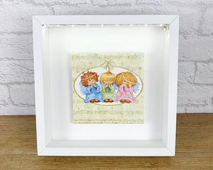Christmas Wall Art, Christmas Angels, Cute Angels, Cute Wall Art, LED Wall Art, Light Up Frame, Illuminated Art, Light Up Picture