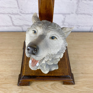 Wolf Decor, Howling Wolf, Wolf Lamp, Gothic Decor, Quirky Home Decor, Vintage Lamp, Vintage Lighting, Grey Decor, Gift For Goth, Wolf Gifts.
