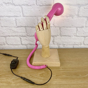 Girly Gift, Pink Gift, Quirky Gift, Pink Lamp, Girly Pink Home Office Decor, Hand Lamp, Desk Lamp, Retro Lamp, Unique Gifts, Telephone Lamp