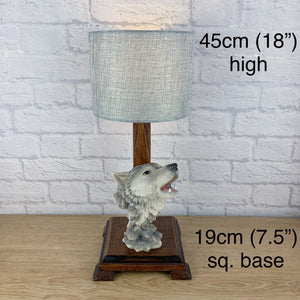 Wolf Decor, Howling Wolf, Wolf Lamp, Gothic Decor, Quirky Home Decor, Vintage Lamp, Vintage Lighting, Grey Decor, Gift For Goth, Wolf Gifts.