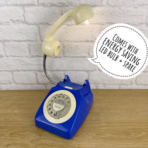 Blue Lamp, Blue Desk Lamp, Royal Blue Decor, Quirky Home Decor, Retro Lamp, Office Lighting, Quirky Gift, Blue Bedside Lamp, Telephone Lamp