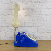 Load image into Gallery viewer, Blue Lamp, Blue Desk Lamp, Royal Blue Decor, Quirky Home Decor, Retro Lamp, Office Lighting, Quirky Gift, Blue Bedside Lamp, Telephone Lamp
