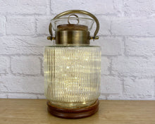 Load image into Gallery viewer, Glass Lamp, Glass Table Lamp, Glass Candle Jar Lamp, LED Glass Jar, Contemporary Lighting, Modern Decor, Statement Light, Sparkly Lamp
