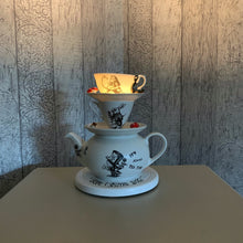 Load image into Gallery viewer, Alice In Wonderland Teapot Lamp, Alice In Wonderland Decor, Alice In Wonderland Gift, Mad Hatter Tea Party, White Rabbit, Whimsical Decor
