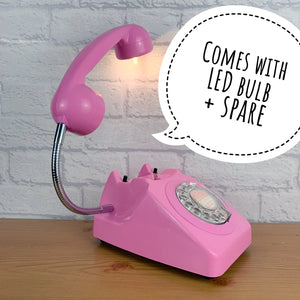 Pink Light, Pink Desk Light, Pink Lamp, Pink Bedside Light, Girly Gift, Pink Office Decor, Quirky Gifts, Telephone Lamp, Girly Bedroom Decor
