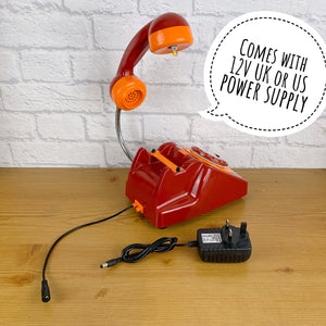 Colourful Desk Lamp, Red Desk Lamp, Red & Orange Lamp, Quirky Fun Gift, Gift For Couple, Retro Desk Lamp, Telephone Lamp, Funky Lighting