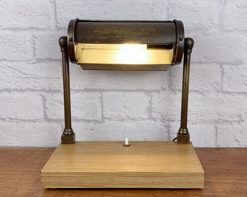 Industrial Desk Lamp, Vintage Desk Lamp, Industrial Lamp, Brass Desk Lamp, Brass Bankers Lamp, Industrial Office Decor, Home Office Worker.