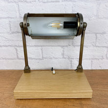 Load image into Gallery viewer, Industrial Desk Lamp, Vintage Desk Lamp, Industrial Lamp, Brass Desk Lamp, Brass Bankers Lamp, Industrial Office Decor, Home Office Worker.
